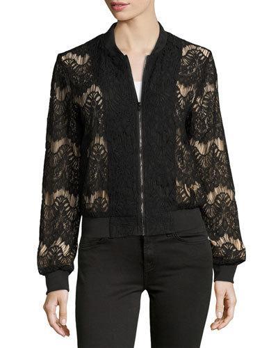 Drama Queen Lace Bomber Jacket, Black