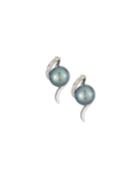 14k Coiled Diamond & Pearl Earrings