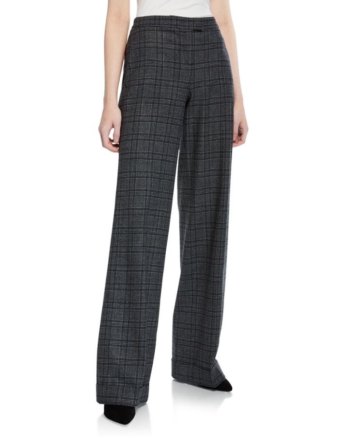 Plaid Flannel Wide-leg Pants