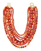 Seven-row Amber Beaded Necklace