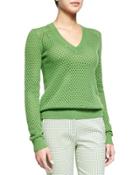 Cashmere-blend Pointelle V-neck