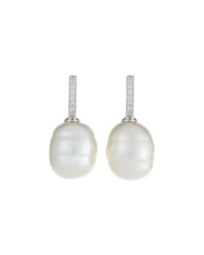 16mm Sterling Silver Baroque Manmade Pearl Earrings