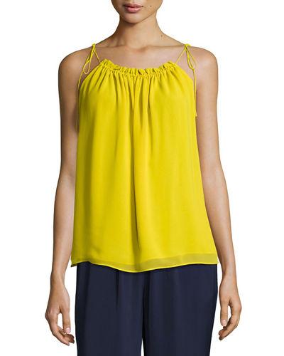 Solid Drawcord-neck Top