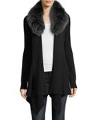 Cashmere Cascade Cardigan W/ Fur Trim