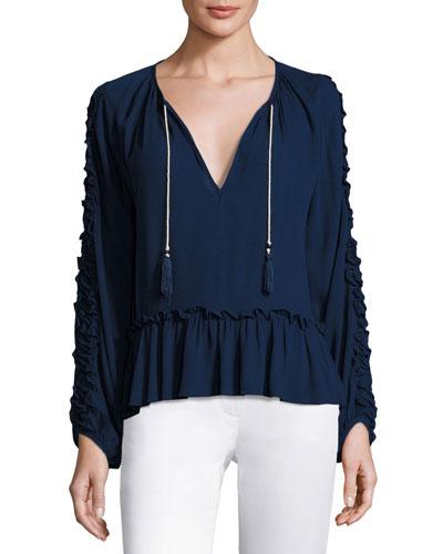 Karla Ruffle-trim Peasant Top
