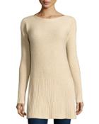 Cashmere Drop-shoulder Sweater, Oatmeal