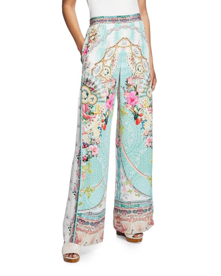 Wide-leg Printed Pants With