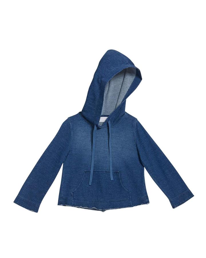 Girl's Cropped Frayed Hoodie Sweatshirt,