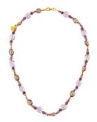 Amethyst, Rhodolite & Smoky Quartz Beaded Necklace