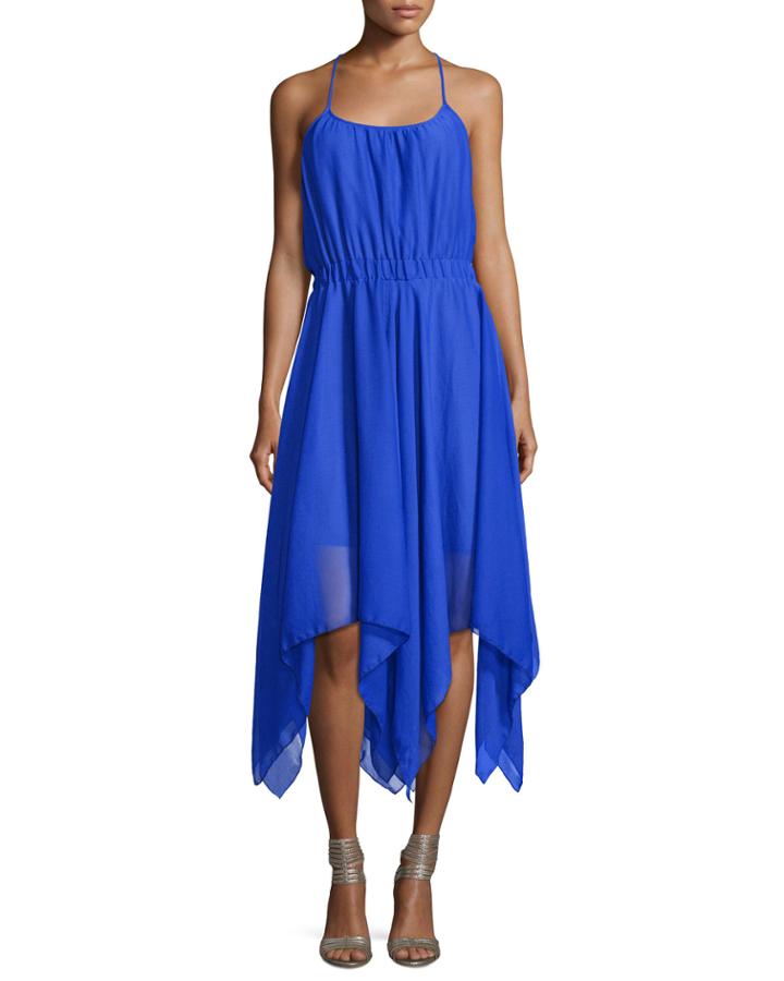 Racerback Handkerchief-hem Midi Dress, Spring