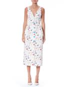 Sleeveless V-neck Button-front Printed