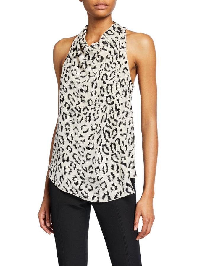 Ella Leopard-print Cowl-neck Top