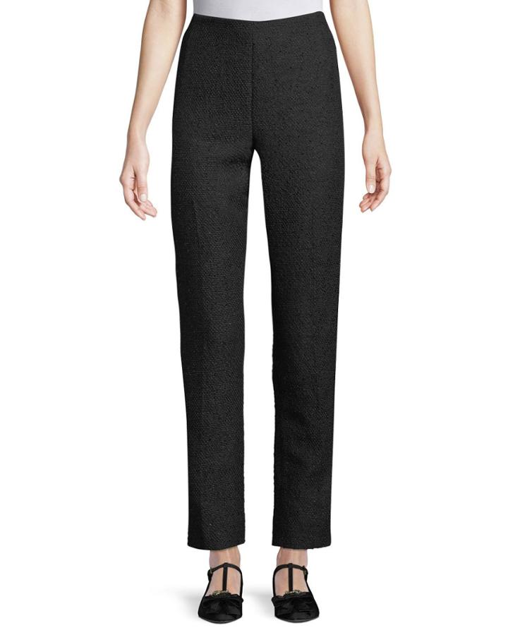 High-waist Straight-leg Tweed Pants