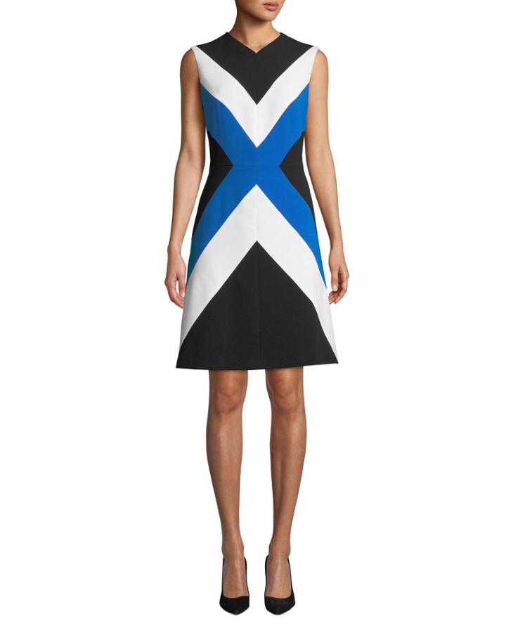 Sleeveless Colorblocked A-line Dress