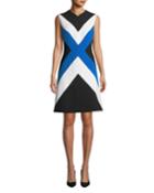 Sleeveless Colorblocked A-line Dress