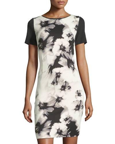 Floral-print Dress, Antique/black