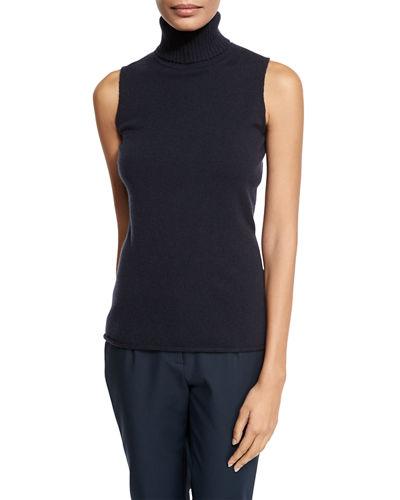 Sleeveless Cashmere Turtleneck