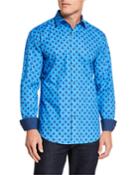 Men's Patterned Sport Shirt With Solid Reverse Cuffs