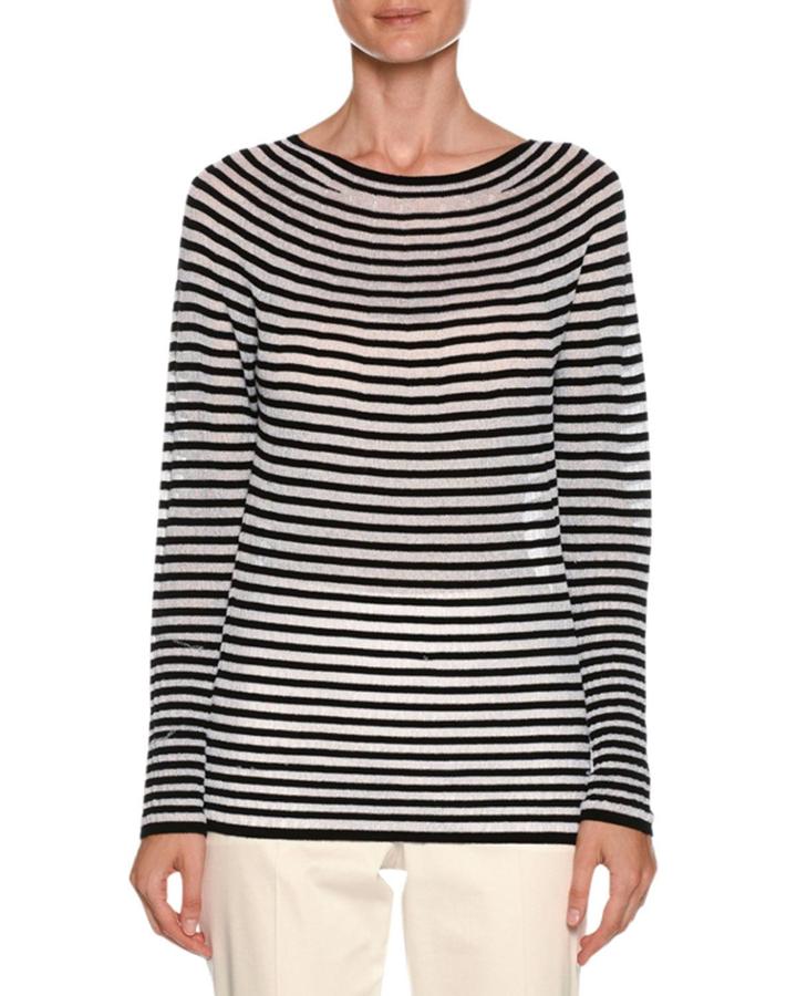Graphic-striped Round-neck Long-sleeve Knit