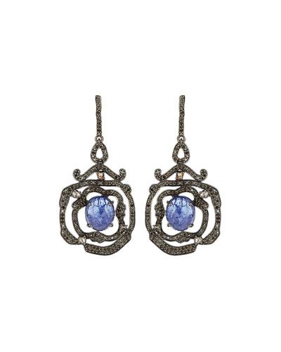 Diamond & Purple Tanzanite Drop Earrings