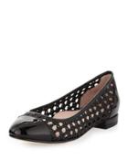 Beatriz Woven Cap-toe Ballerina Flat, Black