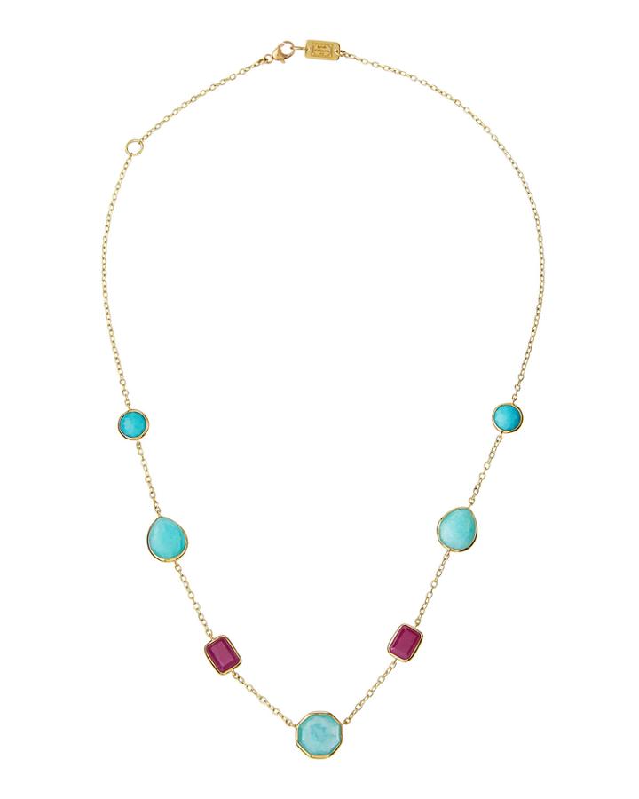 18k Rock Candy 5-stone Necklace In Caribbean Blue