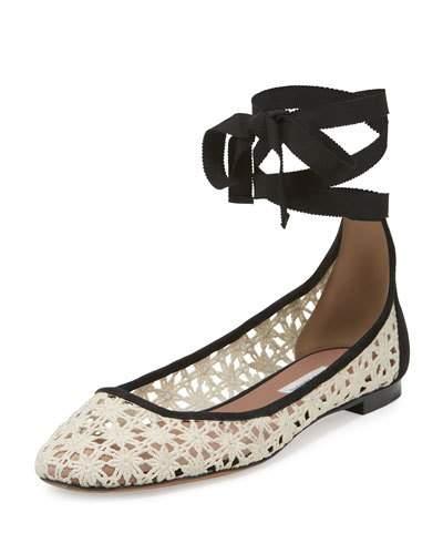 Daria Daisy Crochet Ankle-wrap Flat