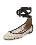 Daria Daisy Crochet Ankle-wrap Flat