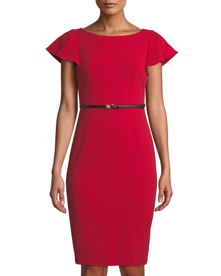 Belted Flutter-sleeve