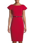 Belted Flutter-sleeve