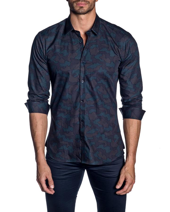 Men's Semi-fitted Camo Print Woven