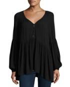 Carmen Button-front Blouse, Black