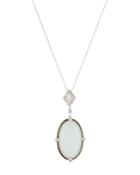 Lisse Large Oval Stone Pendant Necklace With White
