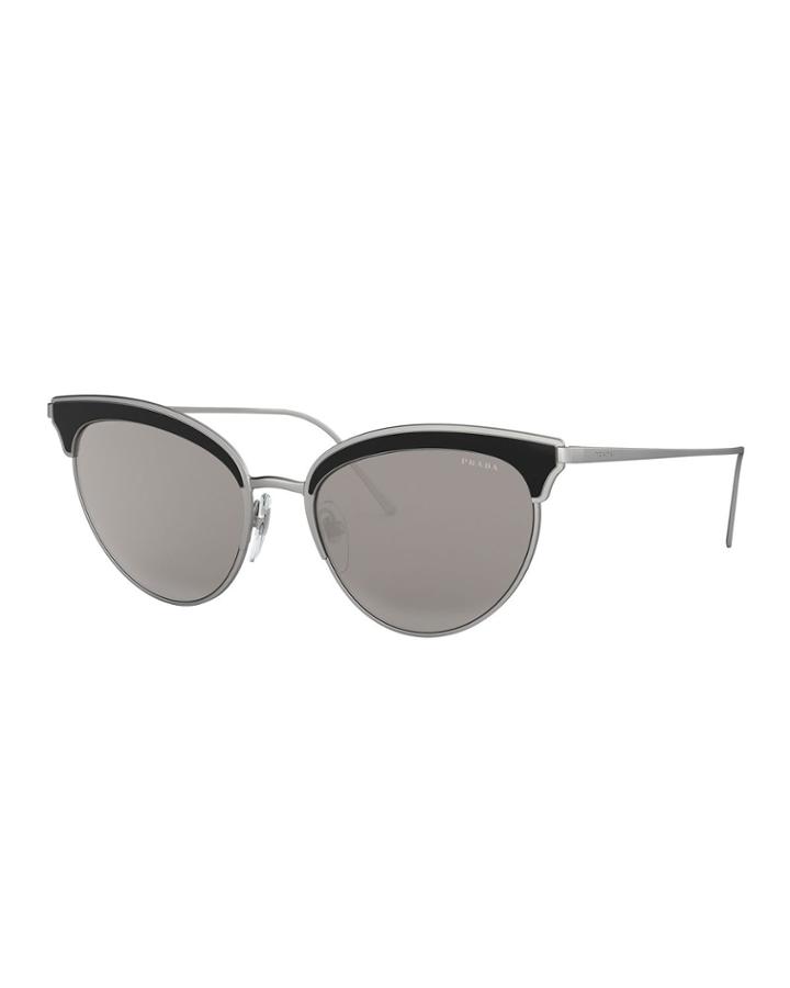 Metal Cat-eye Sunglasses W/ Contrast Brows
