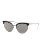 Metal Cat-eye Sunglasses W/ Contrast Brows