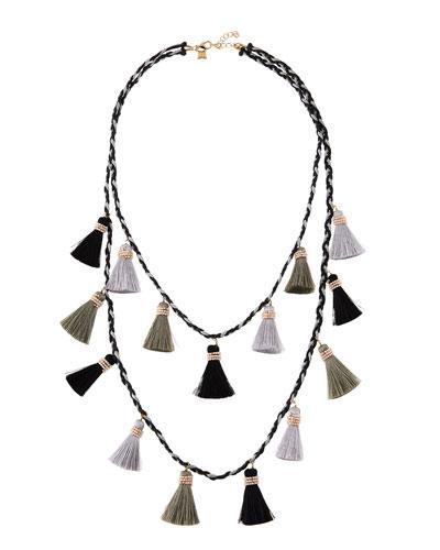 Long Double-row Tassel Statement Necklace