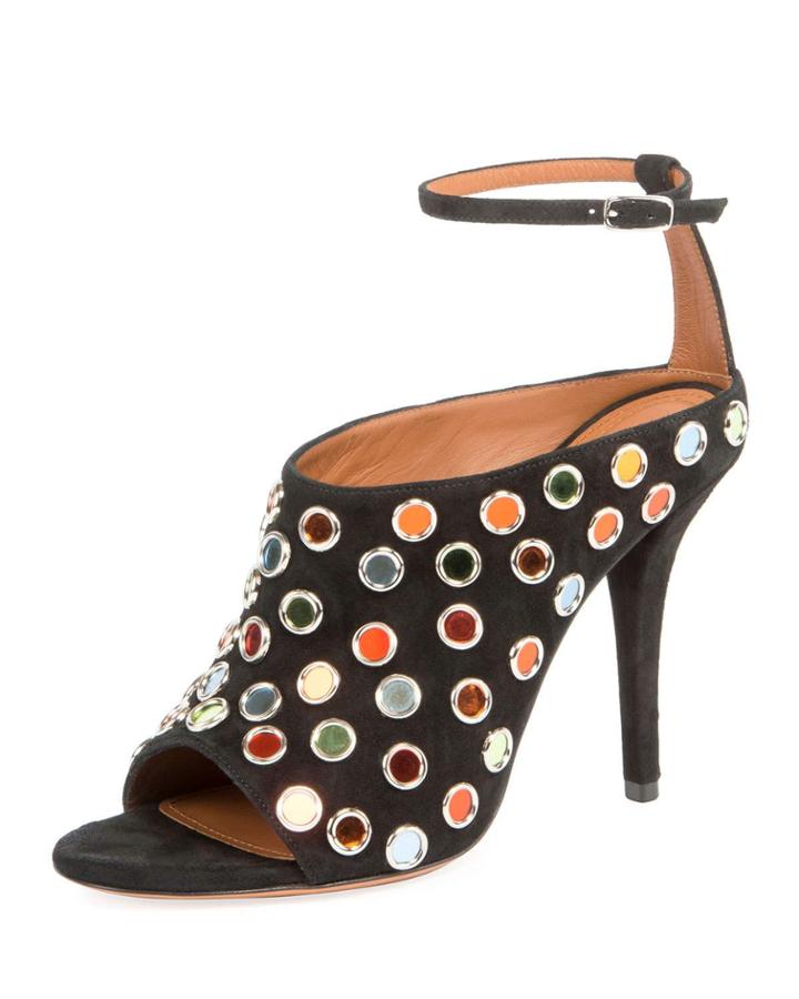 Multicolor-studded Suede