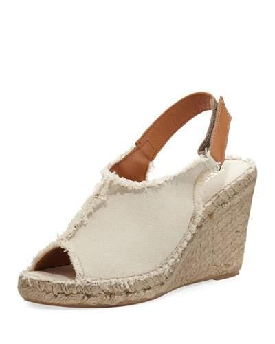 Kaley Fringed Wedge Espadrille, Neutral