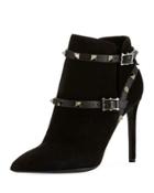 Rockstud Suede High Boot, Noir