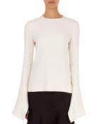 Flutter-cuff Round-neck Top