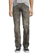 Demon Scribbled-detail Relaxed-slim Jeans, Gray