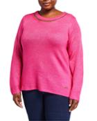 Plus Size Long-sleeve Chain-neck Wool-blend