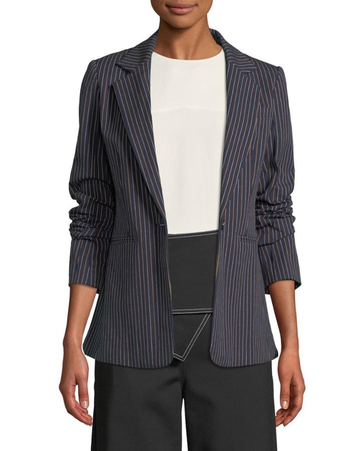 Power Striped Single-button Blazer