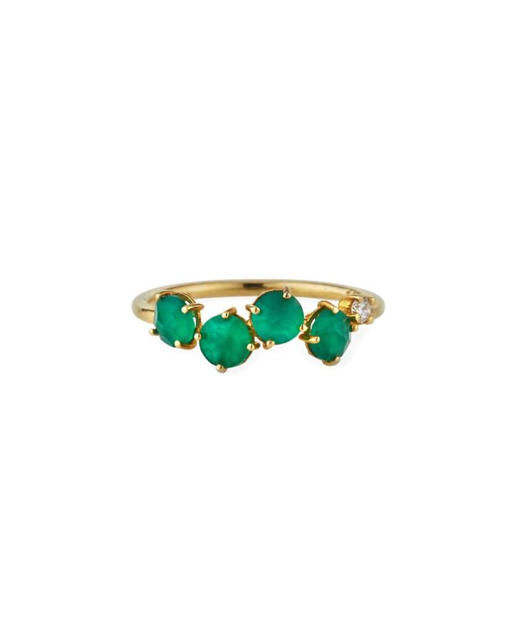 14k Green Onyx & Diamond Ring,