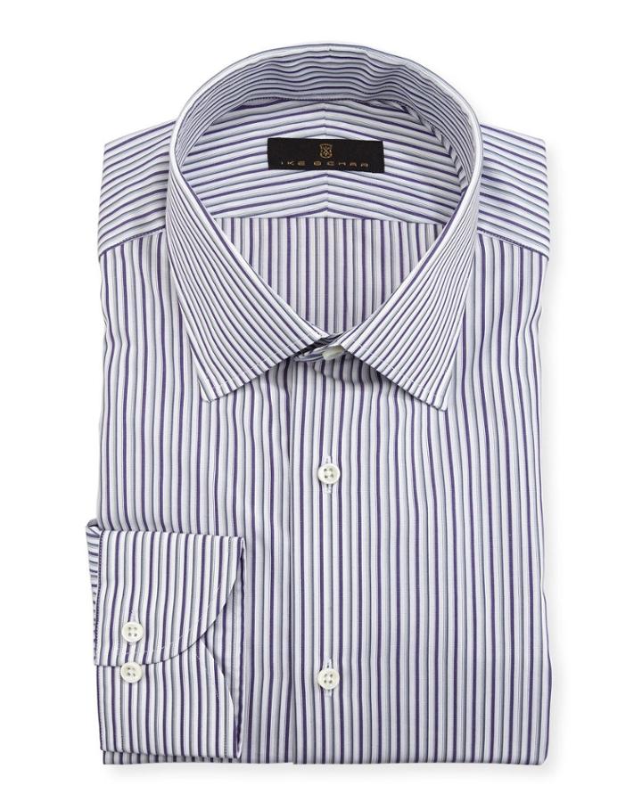 Gold Label Striped Cotton Dress Shirt, Purple/gray