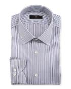 Gold Label Striped Cotton Dress Shirt, Purple/gray