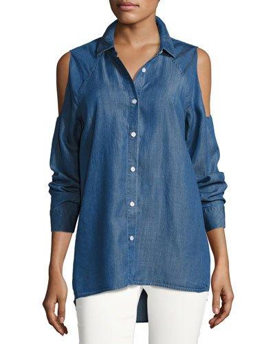 Cold-shoulder Button-front Denim