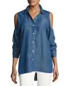 Cold-shoulder Button-front Denim