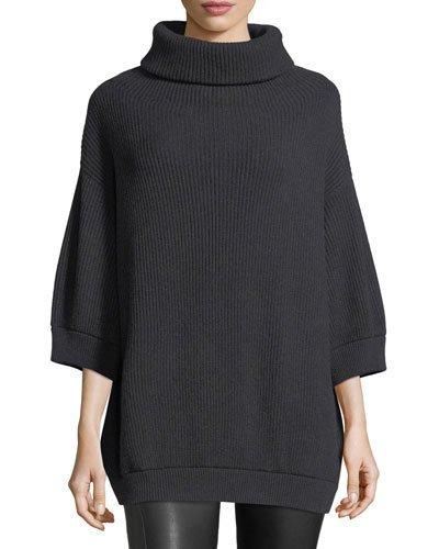 Cashmere English Ribbed Cowl-neck