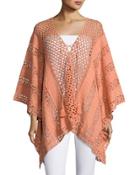 Jace Crochet-inset Poncho, Coral